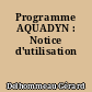 Programme AQUADYN : Notice d'utilisation