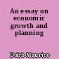 An essay on economic growth and planning