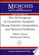 The AB program in geometric analysis : sharp Sobolev inequalities and related problems