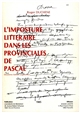 L'Imposture littéraire dans les " Provinciales " de Pascal