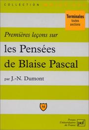 Premières leçons sur les "Pensées" de Blaise Pascal