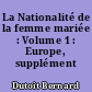 La Nationalité de la femme mariée : Volume 1 : Europe, supplément 1973-1989