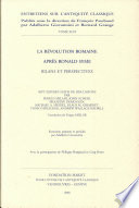 La révolution romaine après Ronald Syme : bilans et perspectives : sept exposés suivis de discussions, Vandoeuvres-Genève, 6-10 septembre 1999