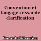Convention et langage : essai de clarification