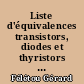 Liste d'équivalences transistors, diodes et thyristors : transistors, transistors à effet de champ, diodes et diodes de zener...