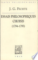Essais philosophiques choisis : 1794-1795