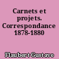 Carnets et projets. Correspondance 1878-1880