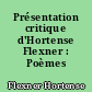 Présentation critique d'Hortense Flexner : Poèmes