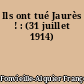 Ils ont tué Jaurès ! : (31 juillet 1914)