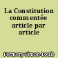 La Constitution commentée article par article