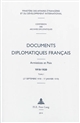 Documents diplomatiques français : Armistices et paix 1918-1920 : Tome I : 27 septembre 1918-17 janvier 1919