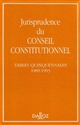 Jurisprudence du Conseil constitutionnel : tables quinquennales 1989-1993