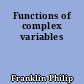 Functions of complex variables