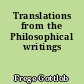 Translations from the Philosophical writings