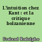 L'intuition chez Kant : et la critique bolzanienne