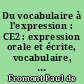 Du vocabulaire à l'expression : CE2 : expression orale et écrite, vocabulaire, exercices d'imprégnation