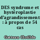 DES syndrome et hystéroplastie d'agrandissement : à propos de 54 cas