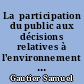 La  participation du public aux décisions relatives à l'environnement : incidences du droit supranational sur le droit interne français