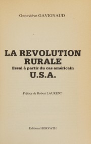 La révolution rurale : essai à partir du cas américain : U.S.A.