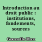 Introduction au droit public : institutions, fondements, sources