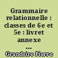 Grammaire relationnelle : classes de 6e et 5e : livret annexe comprenant 100 textes d'auteurs et deux index grammaticaux