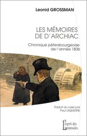 Les mémoires de d'Archiac : chronique pétersbourgeoise de l'année 1836
