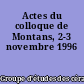Actes du colloque de Montans, 2-3 novembre 1996