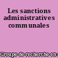 Les sanctions administratives communales