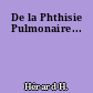 De la Phthisie Pulmonaire...