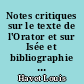 Notes critiques sur le texte de l'Orator et sur Isée et bibliographie de Louis Havet