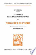 Encyclopédie des sciences philosophiques : III : Philosophie de l'esprit