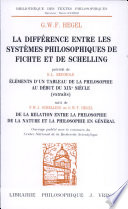 La 	différence entre les systèmes philosophiques de Fichte et de Schelling