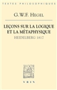 Leçons sur la logique et la métaphysique : Heidelberg, 1817 : cahier de Franz Anton Good