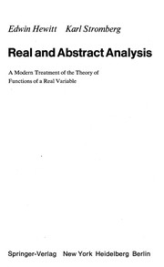 Real and abstract analysis : a modern treatment of the theory of functions of a real variable
