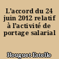 L'accord du 24 juin 2012 relatif à l'activité de portage salarial