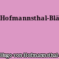 Hofmannsthal-Blätter