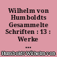 Wilhelm von Humboldts Gesammelte Schriften : 13 : Werke XIII.Nachträge. Unter Mitwirkung von Siegfried Kähler und Eduard Spranger