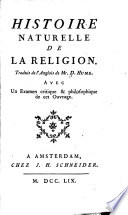 L Histoire naturelle de la religion : et autres essais sur la religion