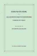 Allgemeine Erkenntnistheorie : Vorlesung 1902-03