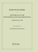 Einführung in die Phänomenologie der Erkenntnis : Vorlesung 1909