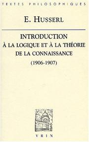 Introduction à la logique et à la théorie de la connaissance : cours 1906-1907