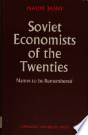 Soviet economists of the twenties : names to be remembered