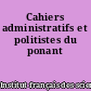 Cahiers administratifs et politistes du ponant