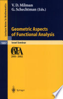 Geometric aspects of functional analysis : Israel seminar (GAFA) 2001-2002