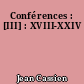 Conférences : [III] : XVIII-XXIV