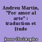 Andreu Martin, "Por amor al arte" : traduction et {tude critique