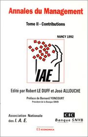 Annales du Management : Tome II : Contributions, Nancy, 1992