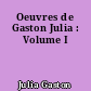 Oeuvres de Gaston Julia : Volume I