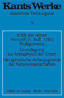 Kants Werke : Akademie-Textausgabe : Band IV