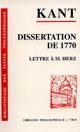 La Dissertation de 1770 : texte latin